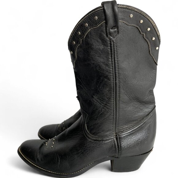 Dingo Vintage Leather Black Studded Western Cowgirl Cowboy Boots Women's 7.5 M - Picture 7 of 13